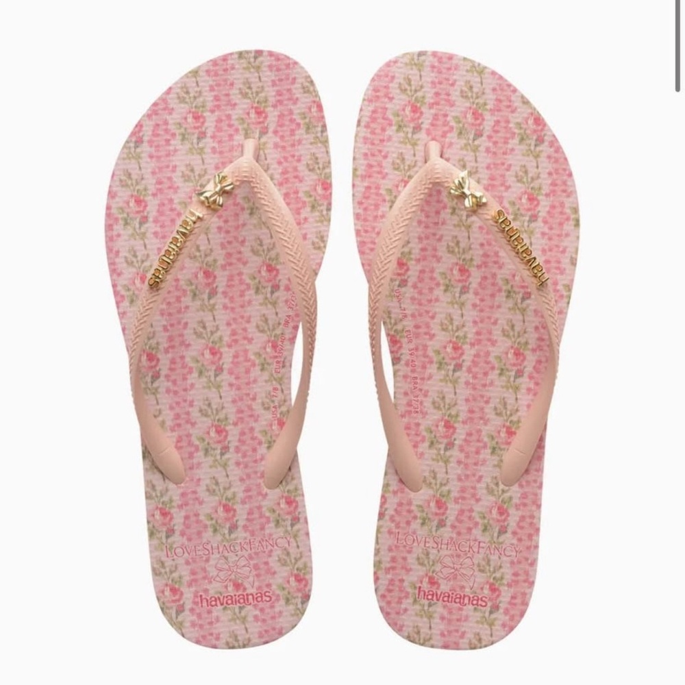 Havaianas Pink and Gold Floral Sandals